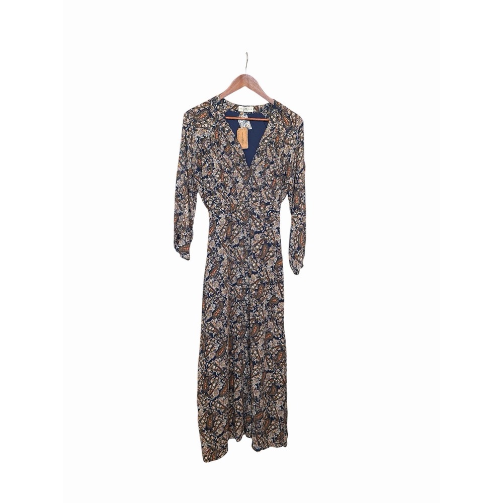 Natural Life Floral Paisley Maxi Dress Medium Boho Bohemian Flowy Lined NEW